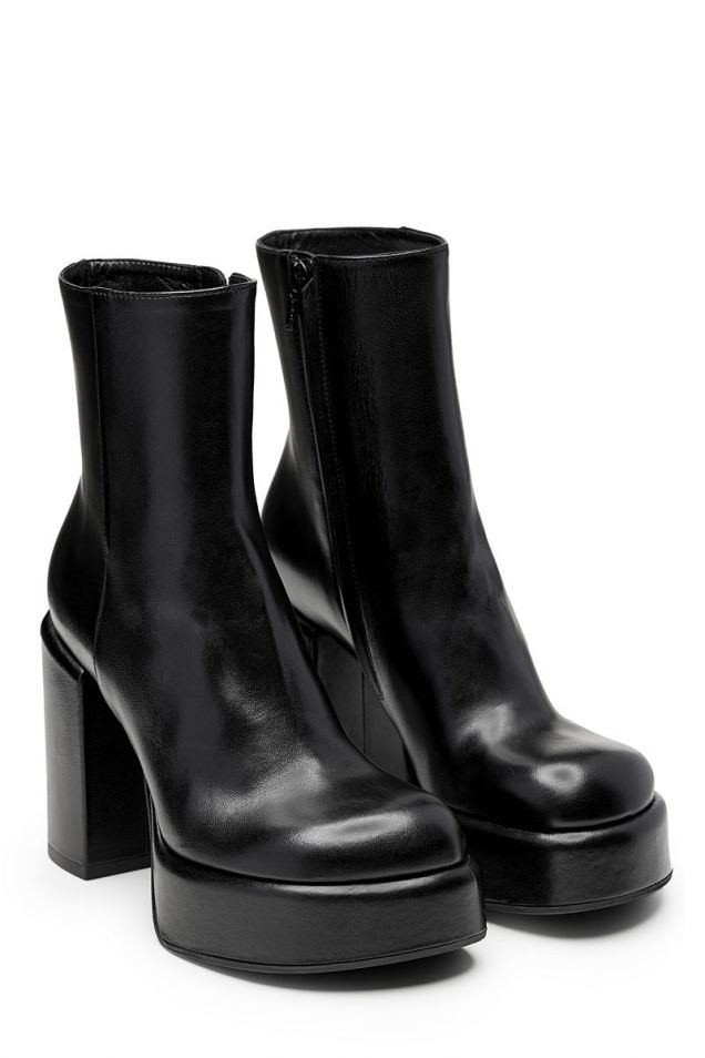 Black platform ankle boots 