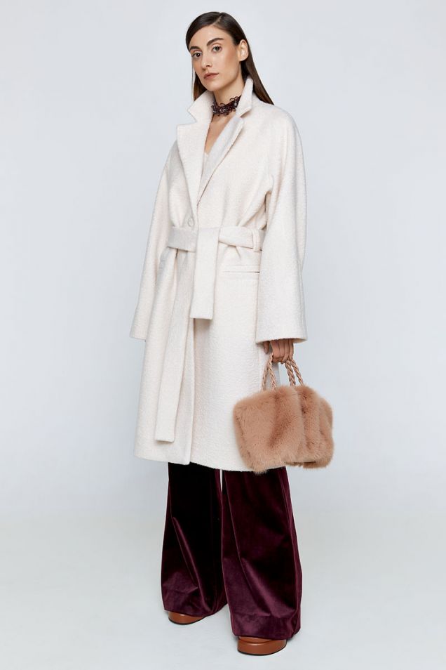 Belted coat in ivory 