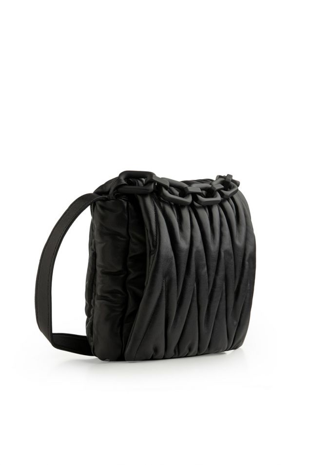 Black satchel in padded faux leather 
