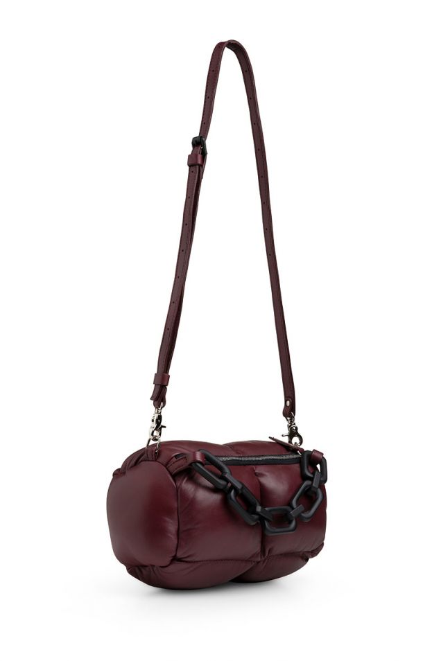 Burgundy nappa leather clutch bag