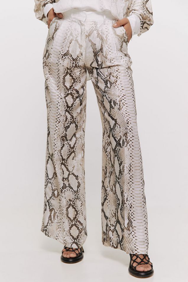 Wide-leg  παντελόνι με snake-print