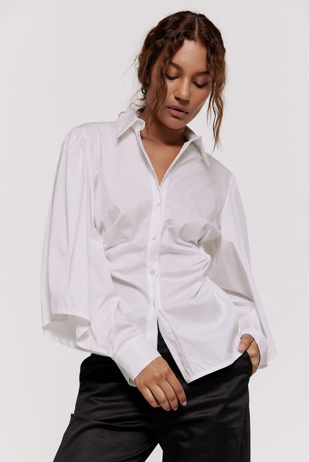 Cotton- poplin shirt with cutouts