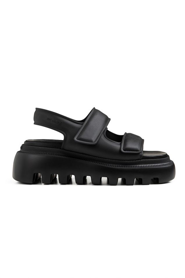 Black velcro-strap gear sandals