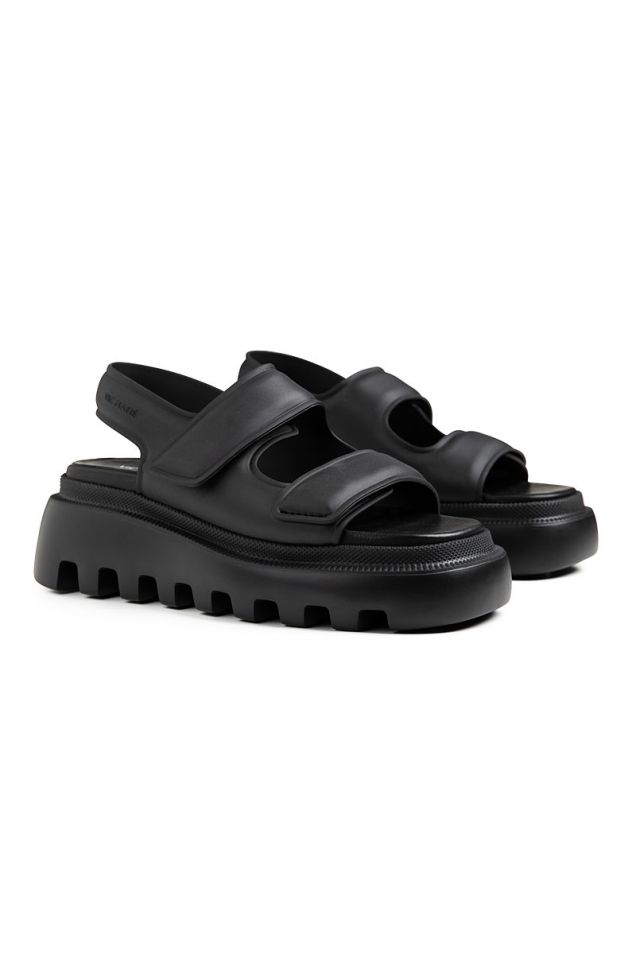 Black velcro-strap gear sandals