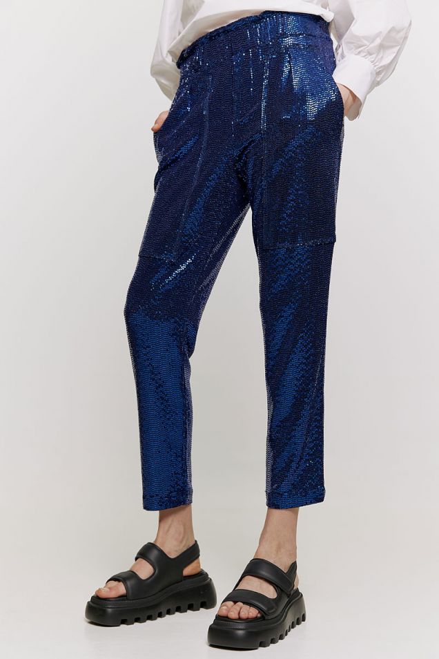 Sequined cargo pants