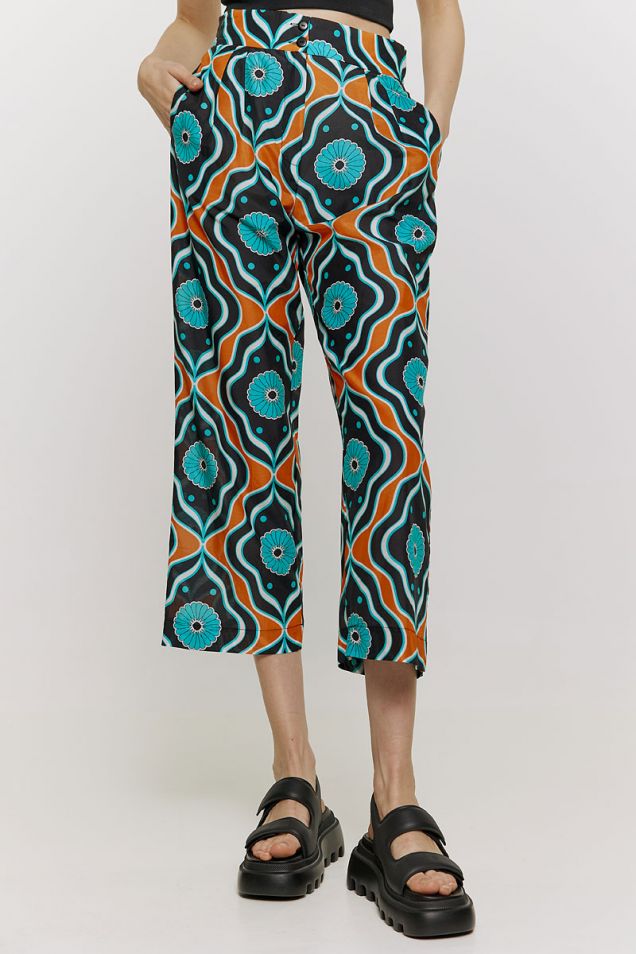 Printed pants in silk and  cotton 