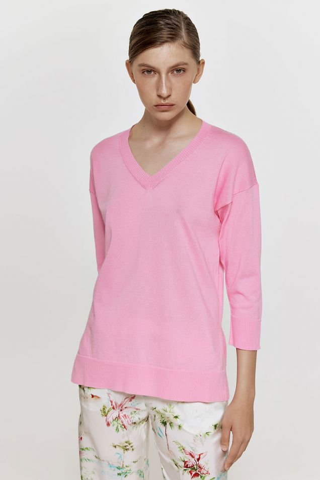 Cotton blend sweater in pink