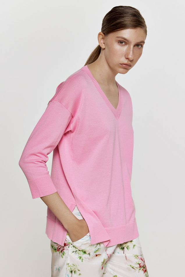Cotton blend sweater in pink
