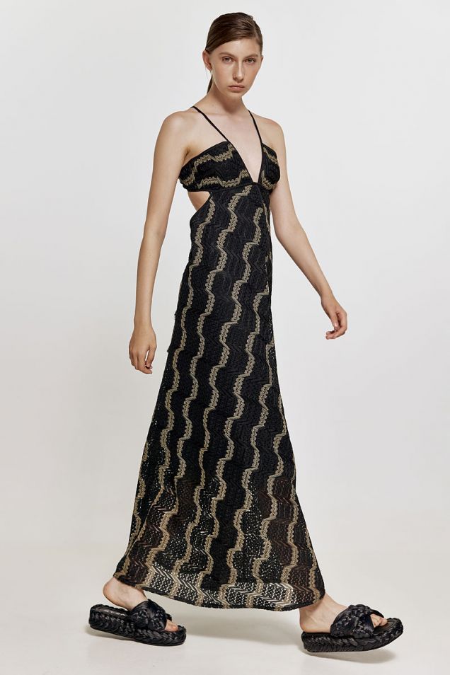 Crochet maxi dress with open back 