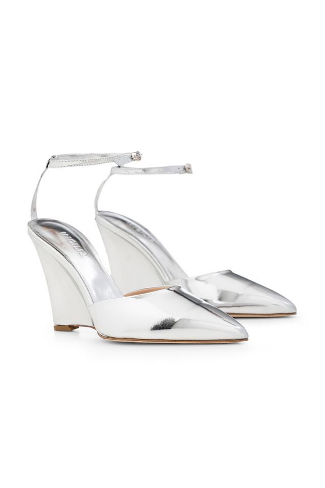 Silver mirrored wedge  pumps