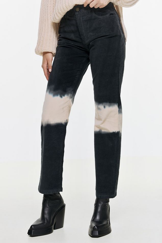 Cotton velvet straight-leg pants in tie-dye 