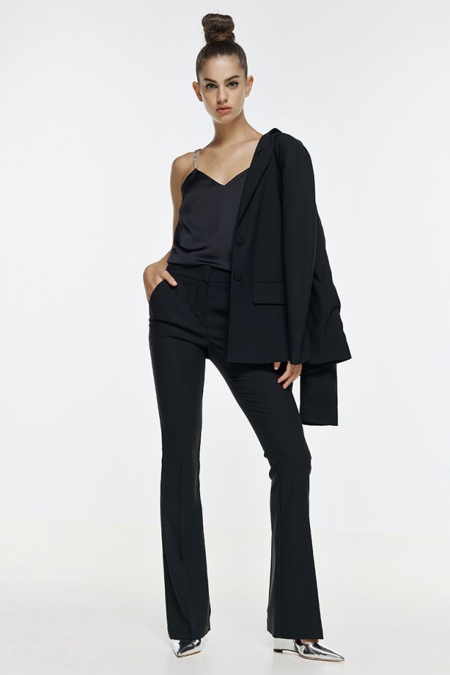 Flared pants in viscose crepe 