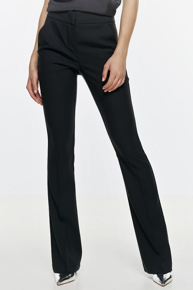 Flared pants in viscose crepe 