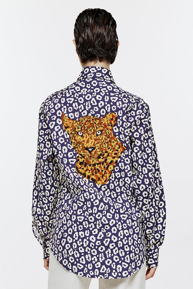 Printed shirt embellished with embroidery 