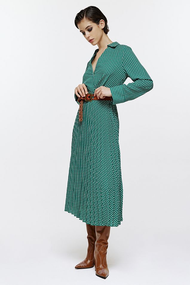 Μίντι printed φόρεμα σε πράσινο χρώμα 