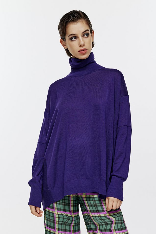 Oversized turtleneck sweater  in purple