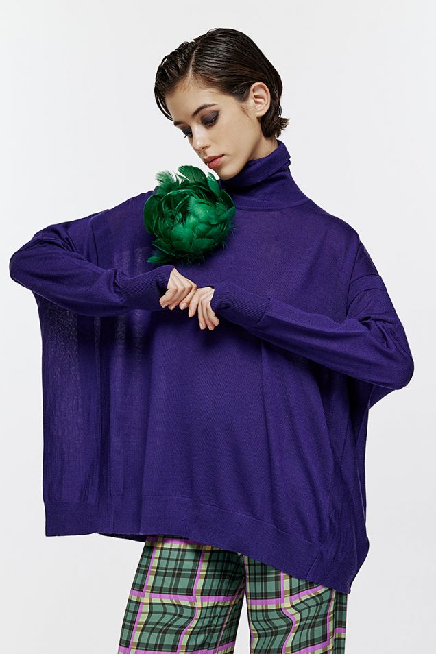 Oversized turtleneck sweater  in purple