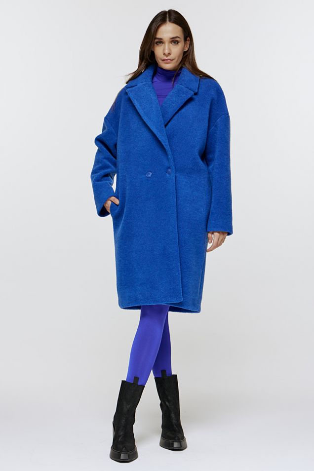 Double breasted oversized coat in blue royal 