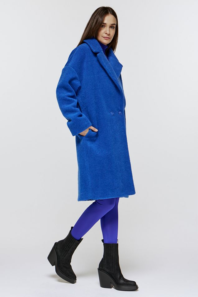 Double breasted oversized coat in blue royal 