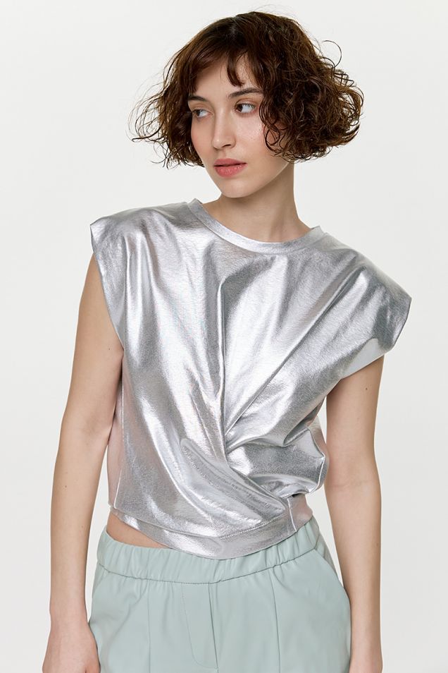 Metallic blouse in silver 