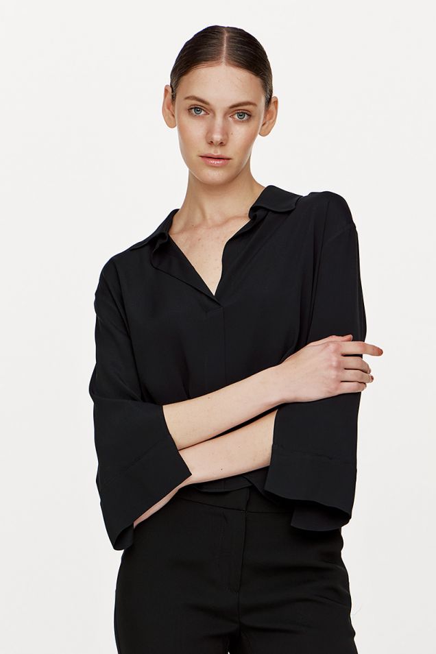 Crepe de chine shirt with split sleeves