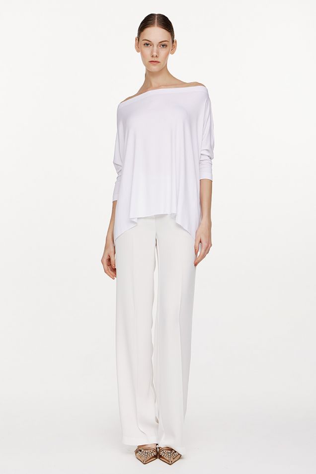 Viscose jersey blouse with three-quarter sleeves