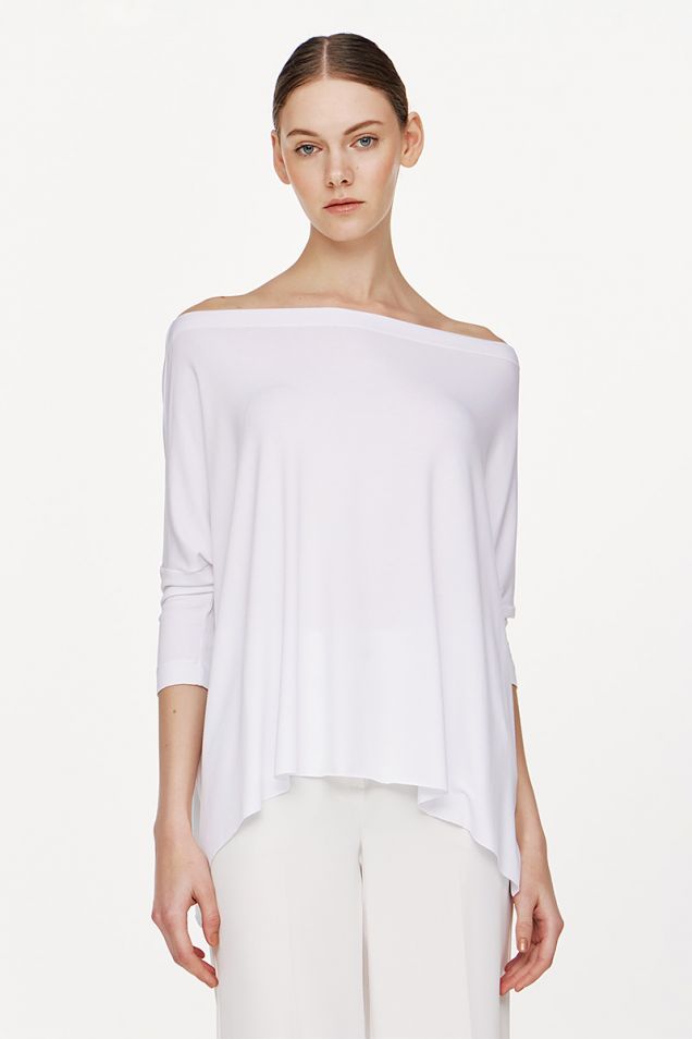 Viscose jersey blouse with three-quarter sleeves