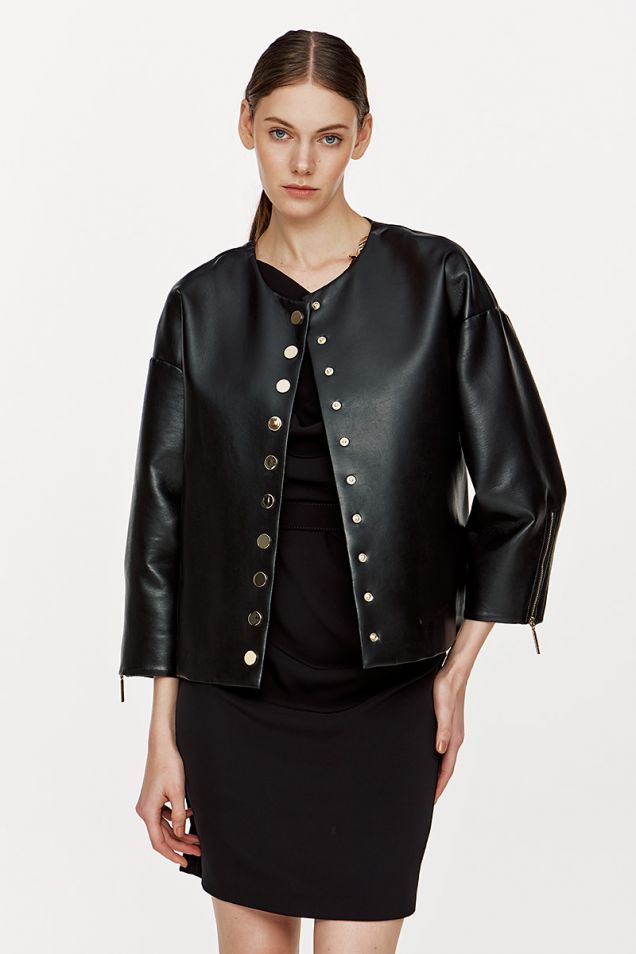 Faux leather jacket in black 