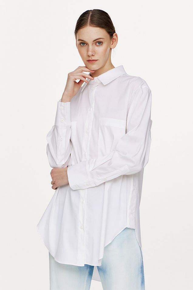 Oversized white poplin shirt