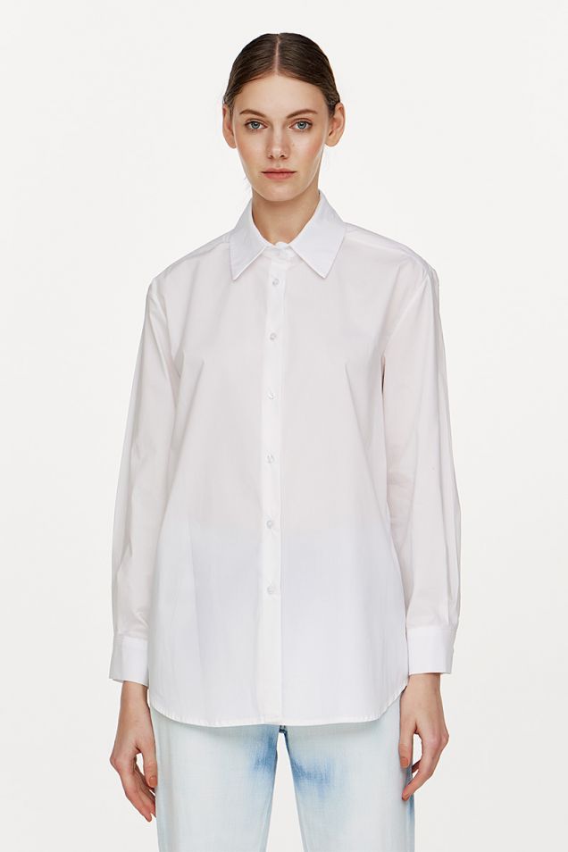 Oversized poplin shirt in white 