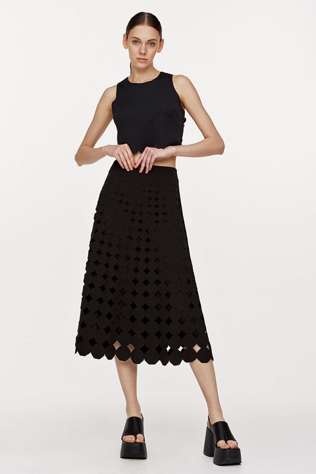 Midi A-line skirt in black 