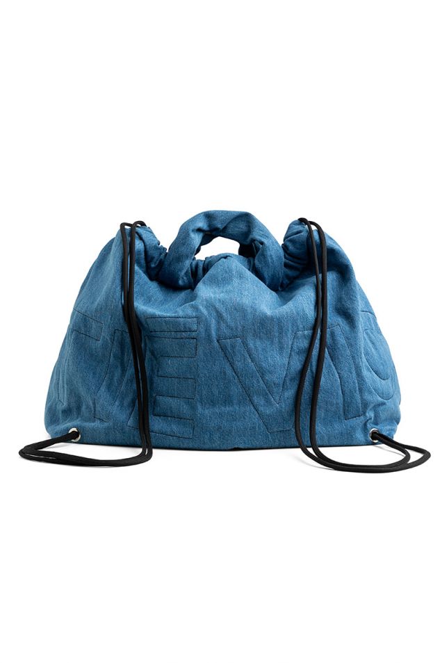 Light blue denim branded  bag/backpack