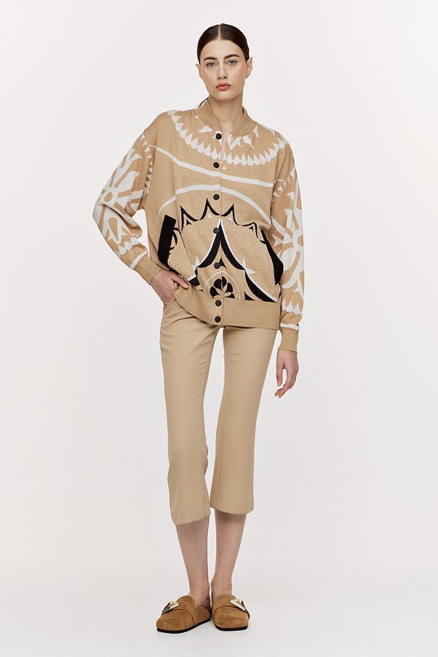  Jacquard  knit bomber jacket with geometric pattern
