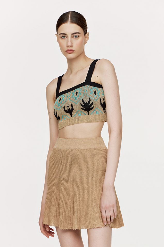 Knitted jacquard cropped top 