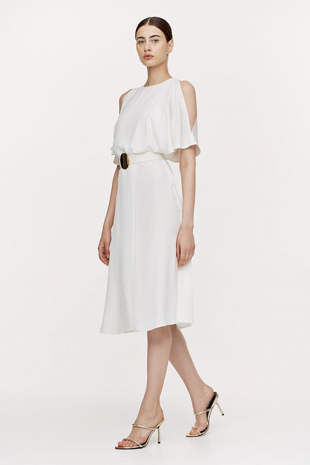  White midi dress with belt