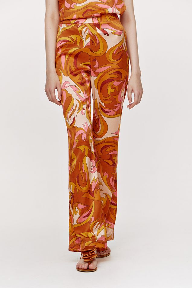 Printed silk-blend pants
