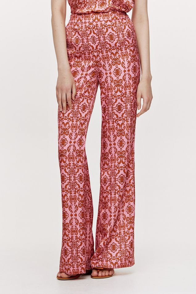 Printed silk-blend pants 