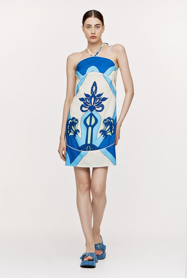 Halteneck mini dress with prints