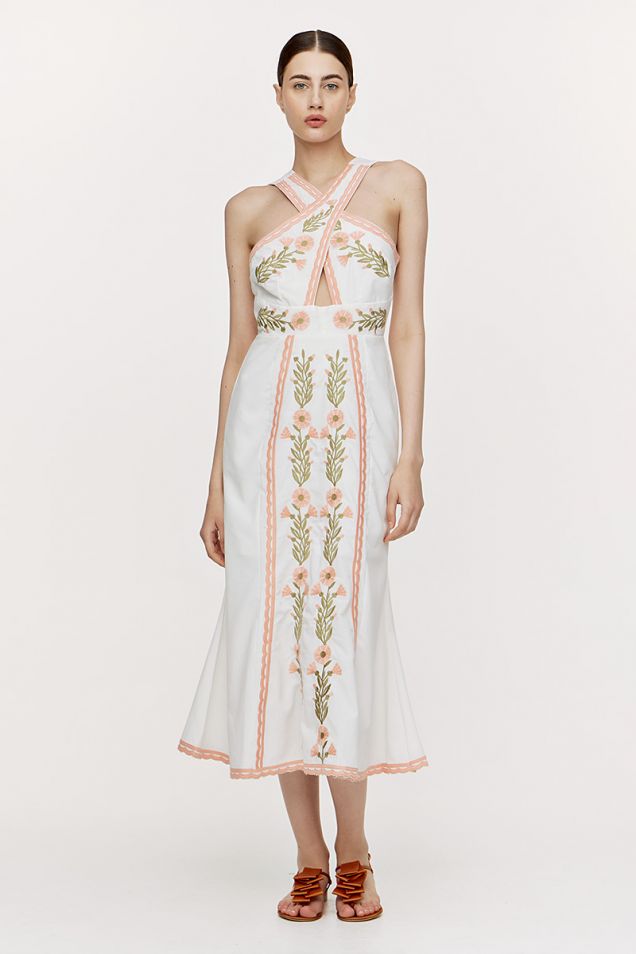 Midi dress embellished with embroidery 