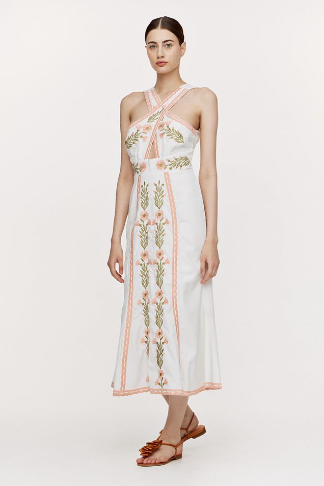 Midi dress embellished with embroidery 