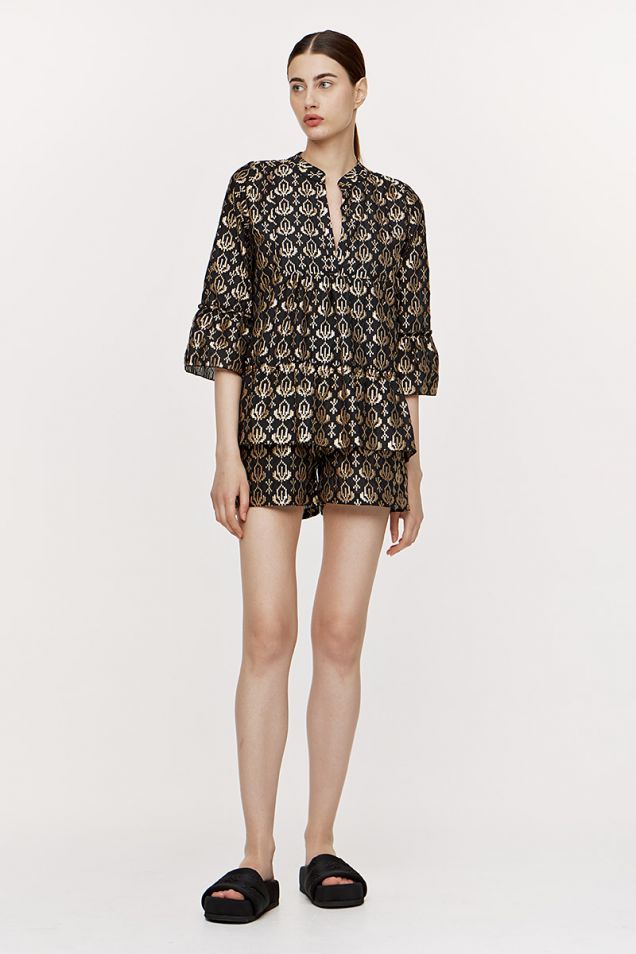 Set  ( blouse and shorts) with golden embroideries