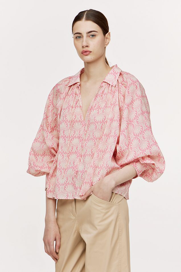 floral-printed cotton blouse 