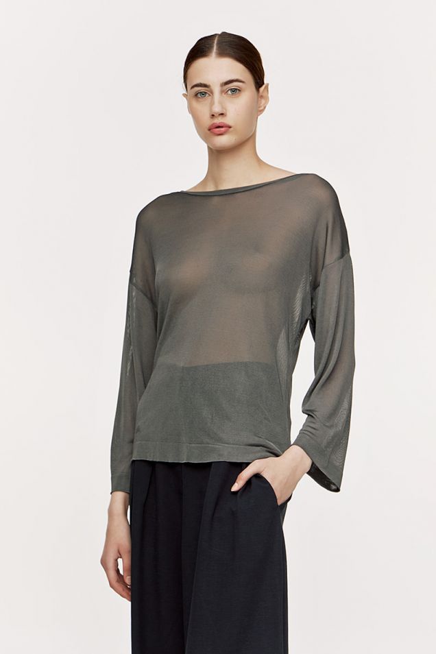 Rayon -blend sweater in anthracite