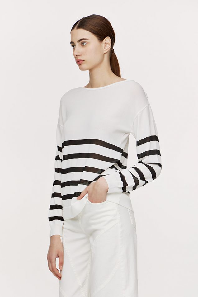 Marin striped rayon- blend blouse 