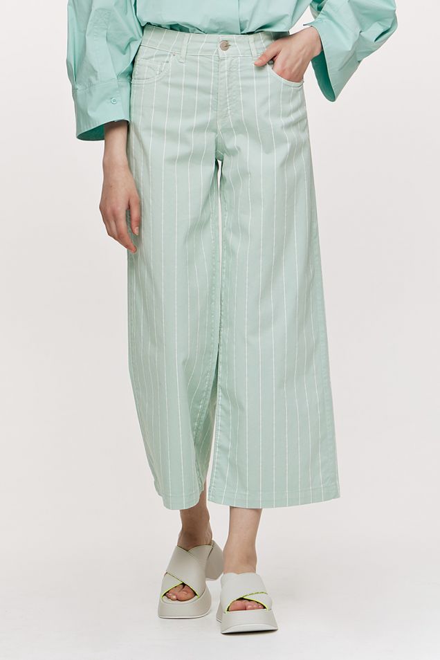 Cotton-poplin striped cropped  pants