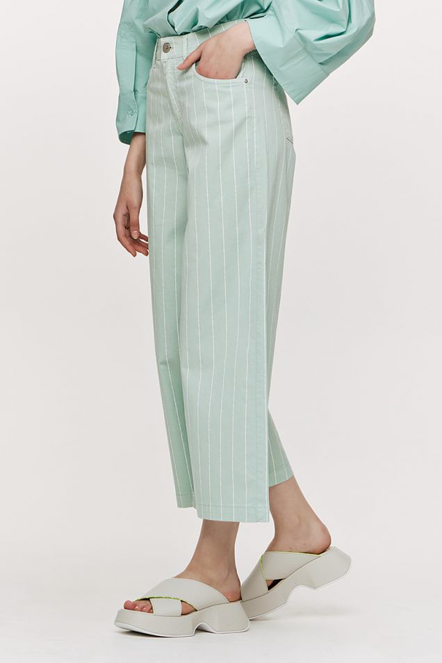Cotton-poplin striped cropped  pants