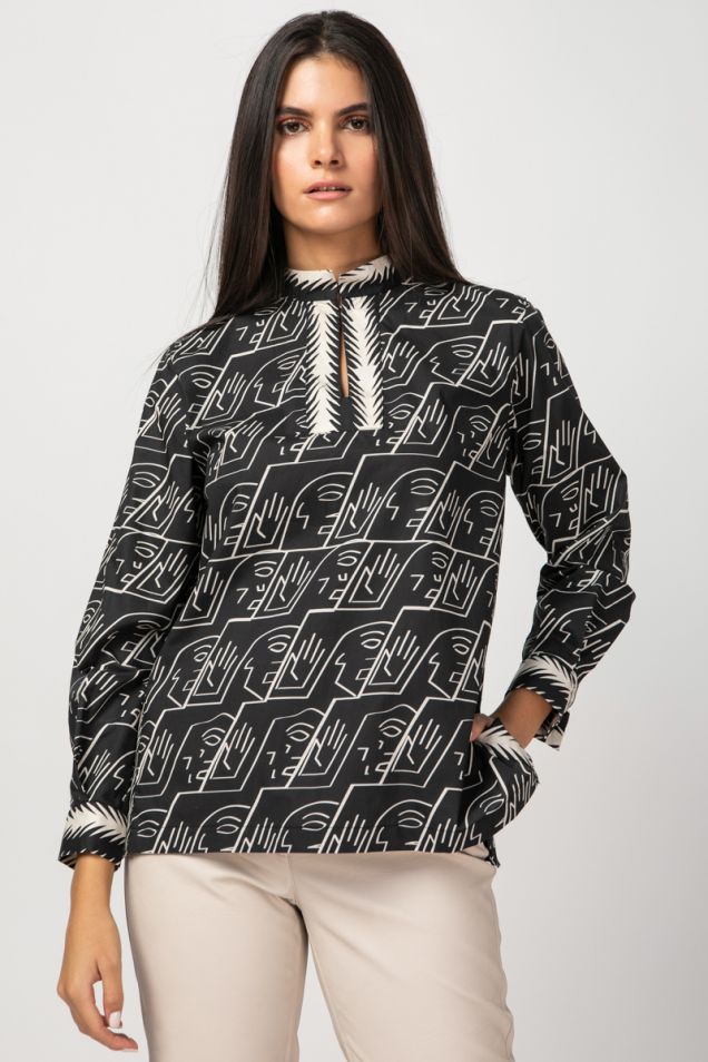 Black and white printed blouse