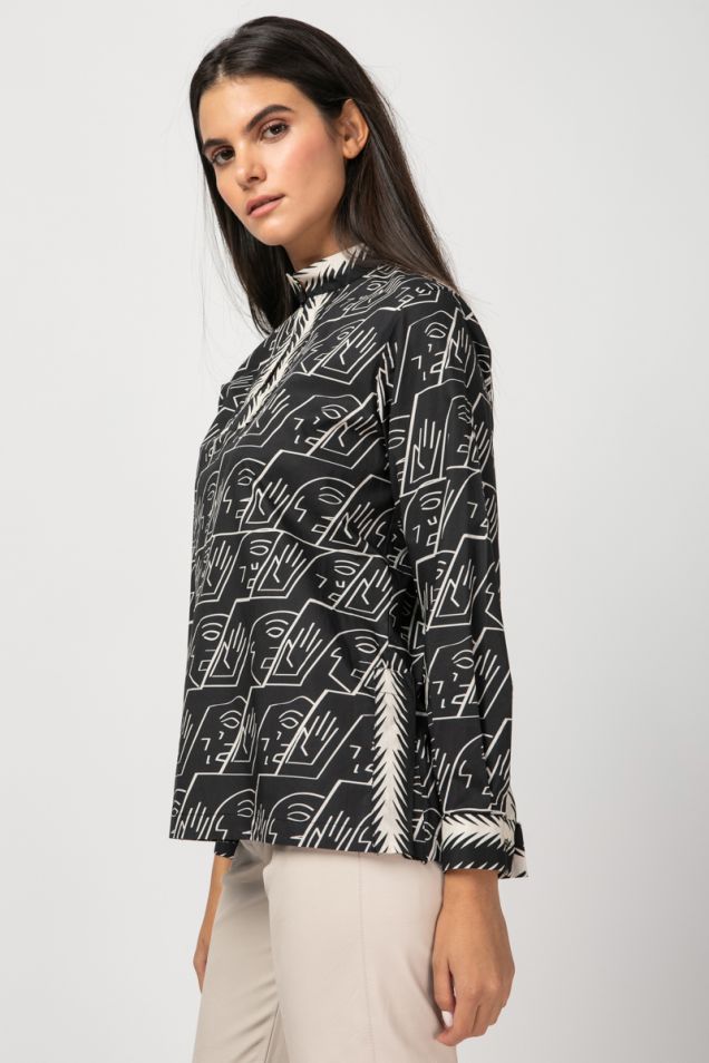 Black and white printed blouse