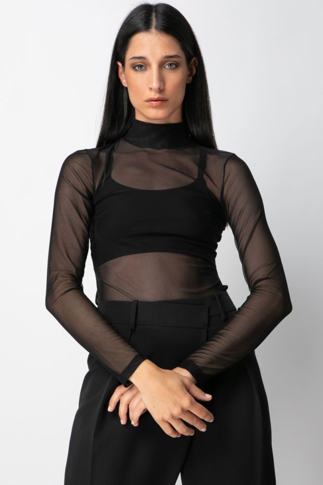 Mesh bodysuit in black 