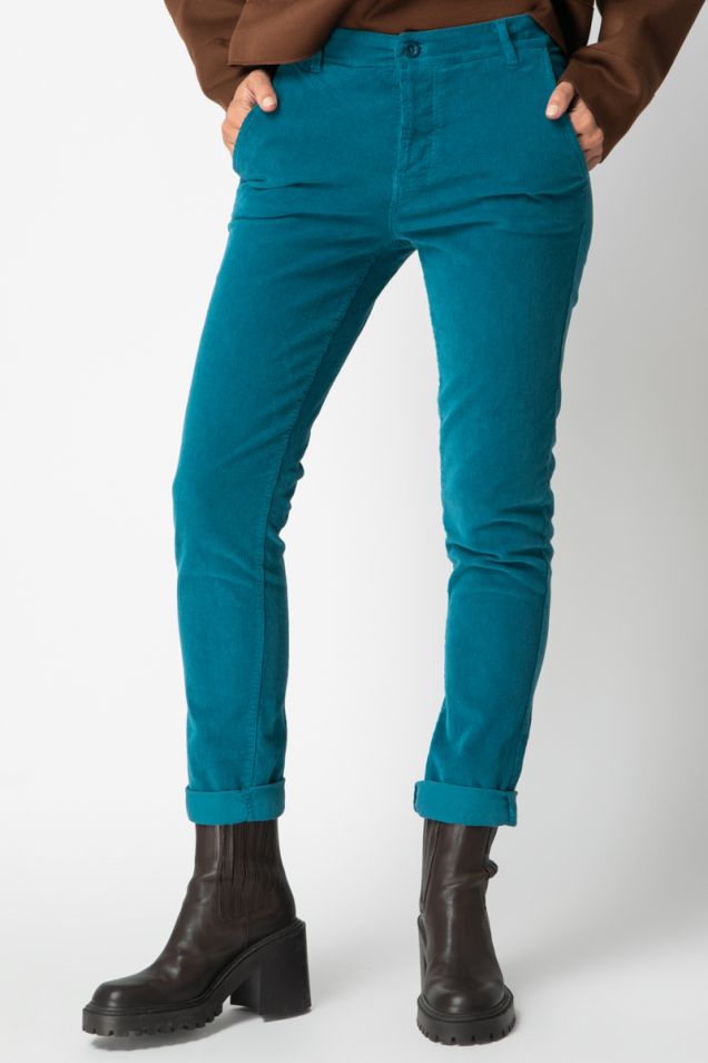 Cropped straight-leg corduroy pants